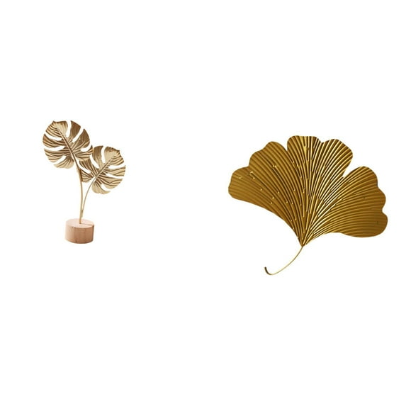 Escultura nórdica creativa de hoja de metal y hojas de ginkgo de hierro forjado, decoración abstracta de pared para el hogar, la oficina, el hotel, el