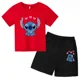 thumbnail image 3 of Conjunto de 2 camisetas y pantalones cortos de Disney Stitch para niños de 2 a 12 años, ropa informal de verano de manga corta con estampado de anime para niños, 3 of 5