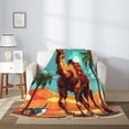 thumbnail image 2 of Fuzoiu Cool Camel Oasis Vibes Print Flannel Throw Blanket,Light Weight Warm Decorative,Throw Blanket Cover for Sofa, Couch, Bedroom,Travel-40"x30", 2 of 6