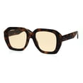 thumbnail image 1 of Trendy Vintage Thick Plastic Rectangular Mobster Boyfriend Sunglasses Tortoise Light Brown, 1 of 4