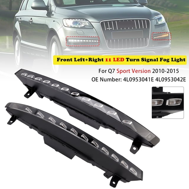Pair Front Bumper 11 LED Turn Signal Fog Light for Audi Sport Version Q7 10-15
