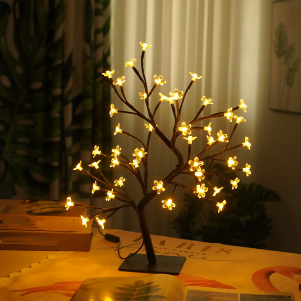 LED Cherry Blossom Bonsai Stylt Tree Lamp with 48 LED Warm White Fairy
