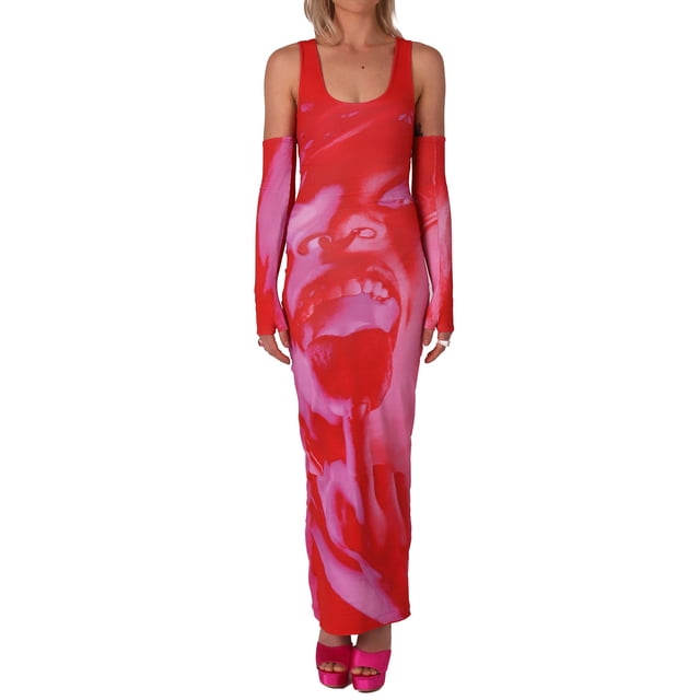 TRKIYQC Vestido Largo para Mujer, Casual Cuello en U Sin Mangas Abstracto 3D Retrato Impreso Vestidos Sin Mangas TRKIYQC Vida cotidiana