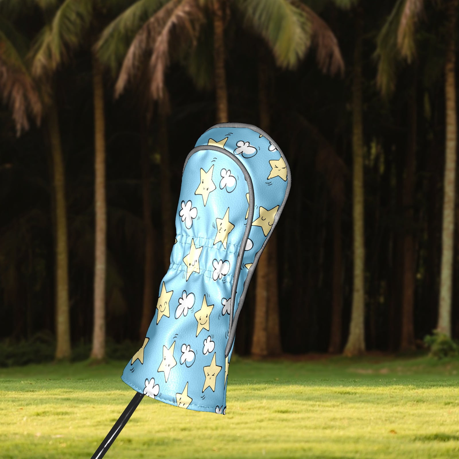 Golf Club Covers, Blue Stars Premium PU Leather Driver Hybrid Putter Head Covers with Velvet Lining, Waterproof Golf Gifts for Men Women