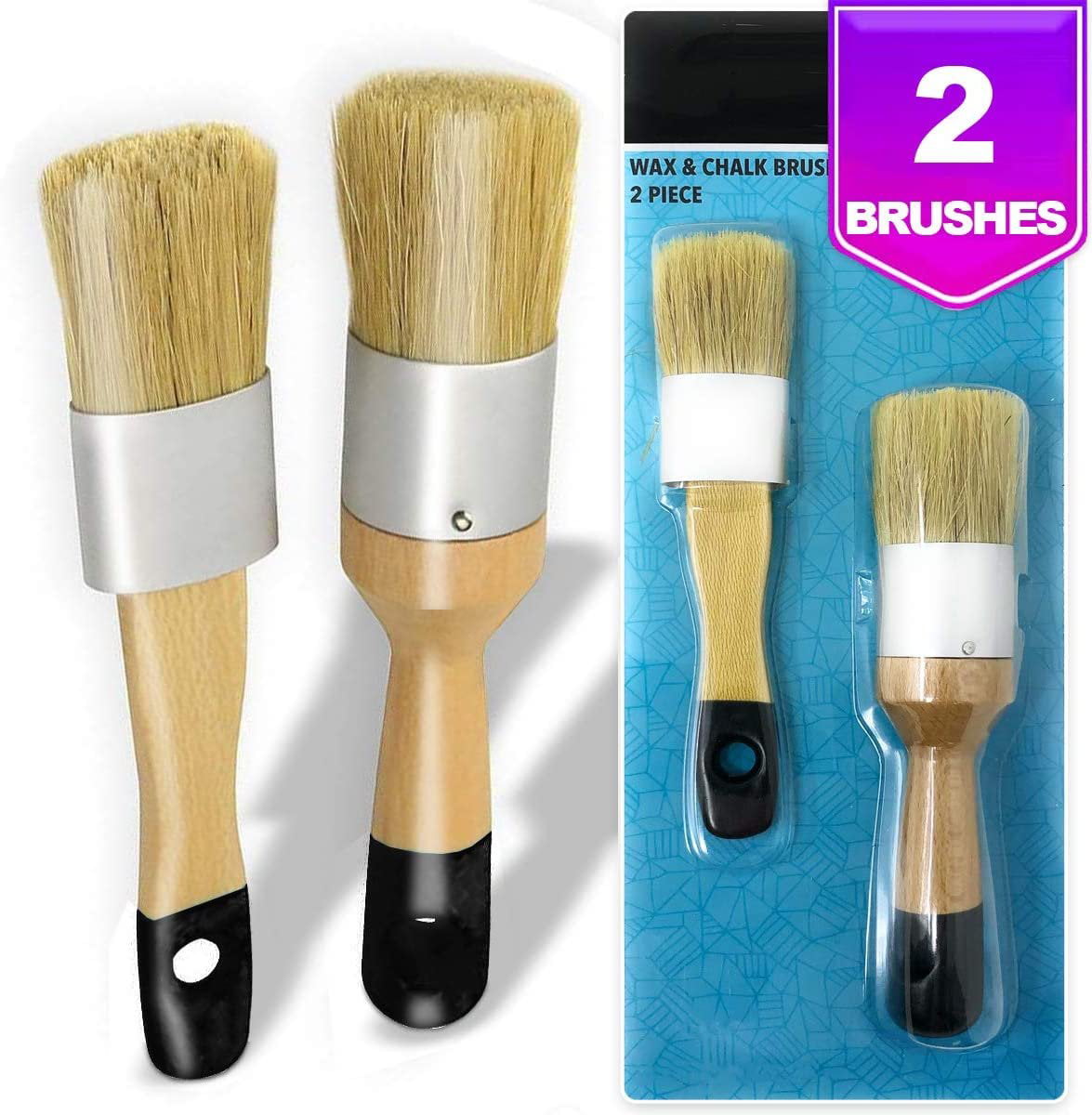 3X Art Paint Brush Extra Large Pure Bristle Stencil Brushes Set Crafts Tools DIY