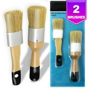 Chalk, Milk Paint and Wax Brush Set for Stencil Brushes, Home Furniture Paint - 2 Piece Paint Brush Set