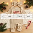 thumbnail image 4 of Karoyedx Baby Girls Clothes Infant Baby Girl Fall Outfit Sweatshirt Romper Letter Embroidery Long Sleeve Jumpsuit Newborn Clothes Beige Size,3-6 Months, 4 of 5