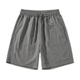 thumbnail image 2 of LNWUY Men's Linen Casual Classic Fit 11 Inch Inseam Elastic Waist Solid Shorts Summer Soft Comfort Breathable Shorts with Drawstring Dark Gray M, 2 of 3