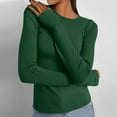 thumbnail image 5 of Women's Casual Crewneck Long Sleeve Solid Color Top T Shirt Gloves Finger Base Shirt Jr Fall Fashion Compression Shirt Women Shirts Long Sleeved Long Sleeve Rayon Tops for Women plus Long Sleeve Long, 5 of 8