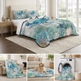 thumbnail image 6 of King Quilt Set 96''x106'', Teal Crabs Coastal Lightweight Bedspread Coverlet Set with 2 Pillow Shams, Summer Beach Coral Nautical Ocean Breathable All Season Quilt Bedding for Bedroom/Guest Room, 6 of 9