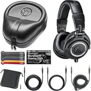 Audio-Technica ATH-M50x Professional Monitor Headphones Black + Slappa Full Sized HardBody PRO Headphone Case SL-HP-07 + Bundle