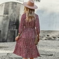 thumbnail image 5 of Dresses for Women Maxi Dress V-Neck Autumn And Winter Long-Sleeved Waist Slimming Dress Mid-Length Dress, 5 of 6