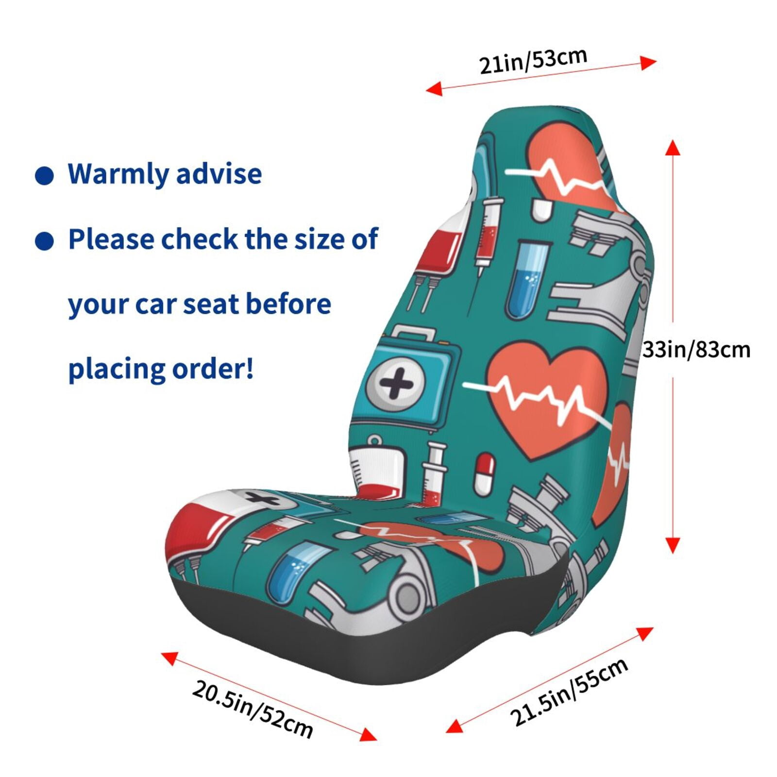 Naloa Medical Elements Car Seat Covers Universal Front Seat Coves for Car Accessories ,Padded Car Covers for Automotive, SUV, Truck, and Van