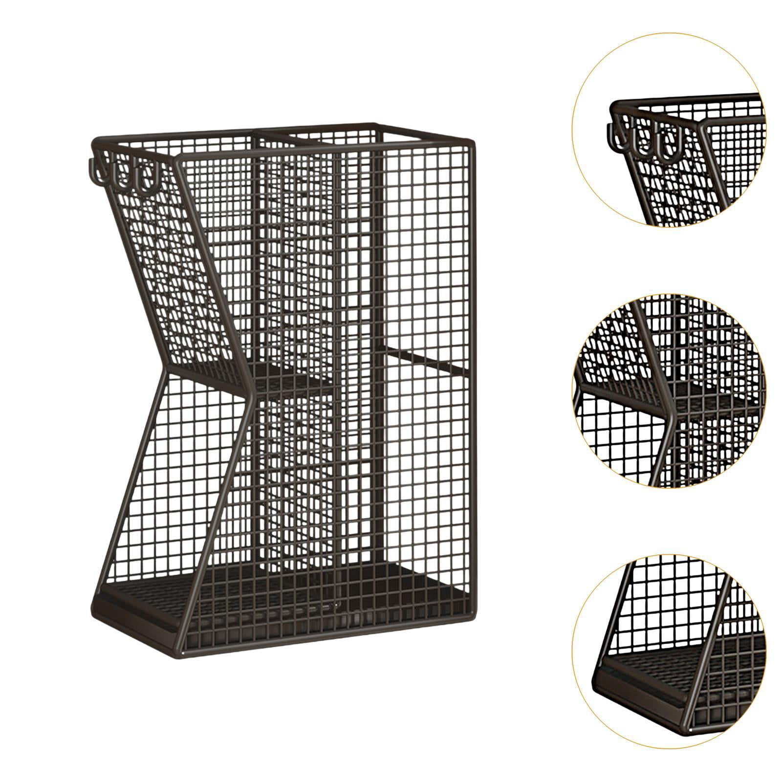 Fancyes Umbrella Rack Storage Bucket Metal Sturdy ,with Removable Drip Tray Umbrella Holder Bin Umbrella Holder for Office Hotel Home black