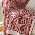 thumbnail image 3 of Fennco Styles Modern Diamond Knitted Throw Blanket with Tassel 50" W x 60" L – Red Geometric Pattern Lightweight Blanket for Couch, Bedroom, Living Room and Office Décor, 3 of 6