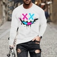 thumbnail image 1 of DecSea Men's Print Rhinestone Tee Top Long Sleeve Slim Fit Flocking T Shirt, 1 of 4