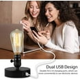 thumbnail image 2 of Industrial Vintage Table Lamp With Dual Usb Ports Bedside Lamp, 2 of 3