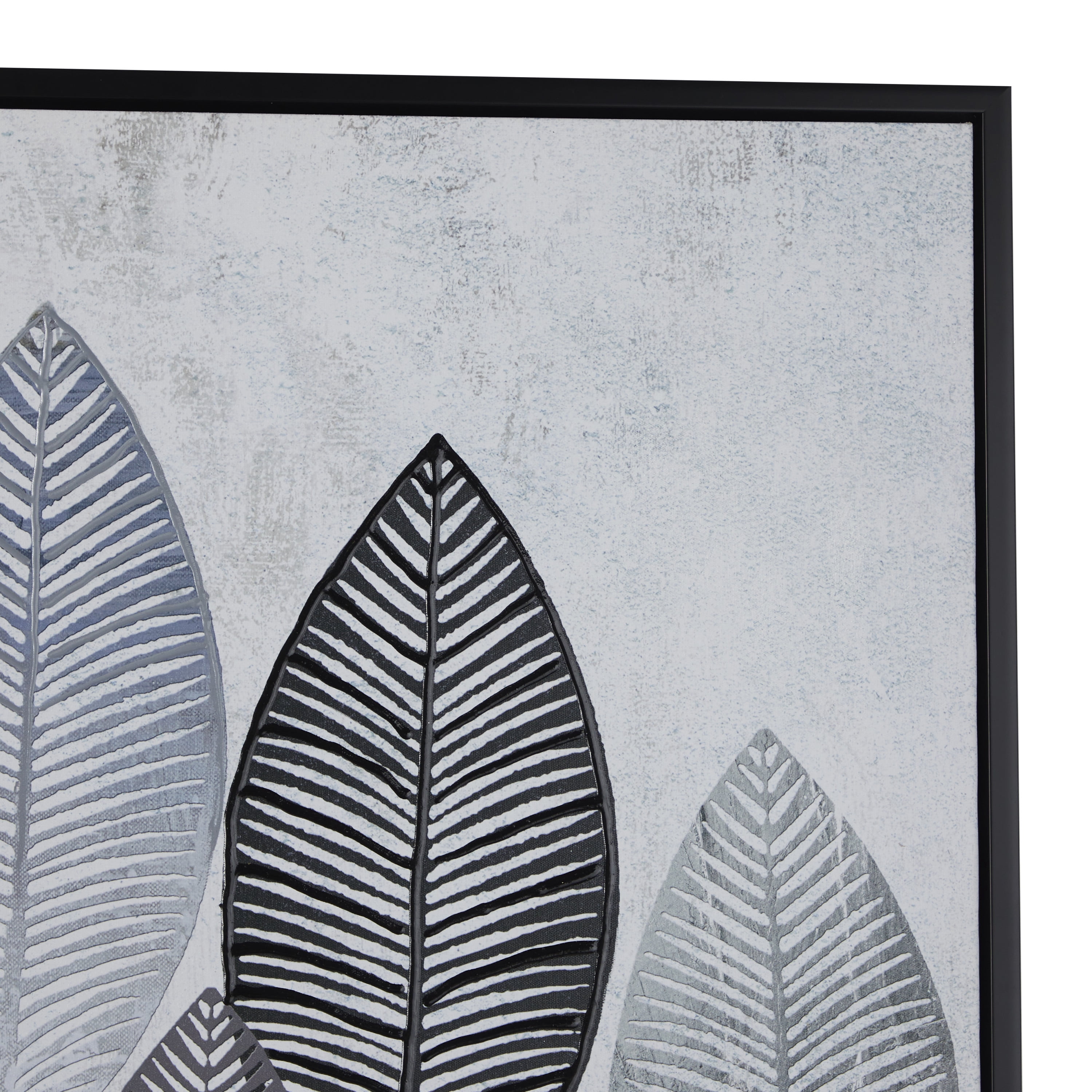 66" x 48" Leaf Framed Wall Art with Black Frame, by DecMode
