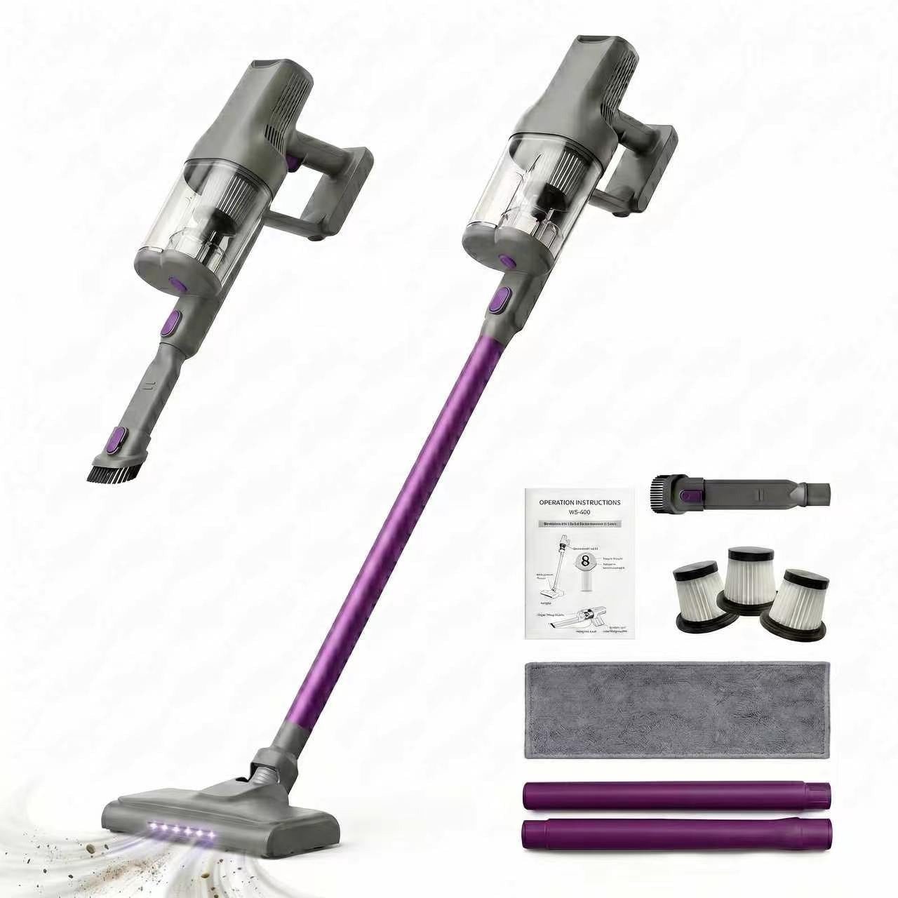 JOGGEIL Cordless Vacuum Cleaner, 36000Pa Power Stick Vacuum with HEPA Filter for Allergies, 60Min Runtime 2-in-1 Handheld Vacuum for Pet Hair Carpet Stairs, Purple LED Dust Searchlight