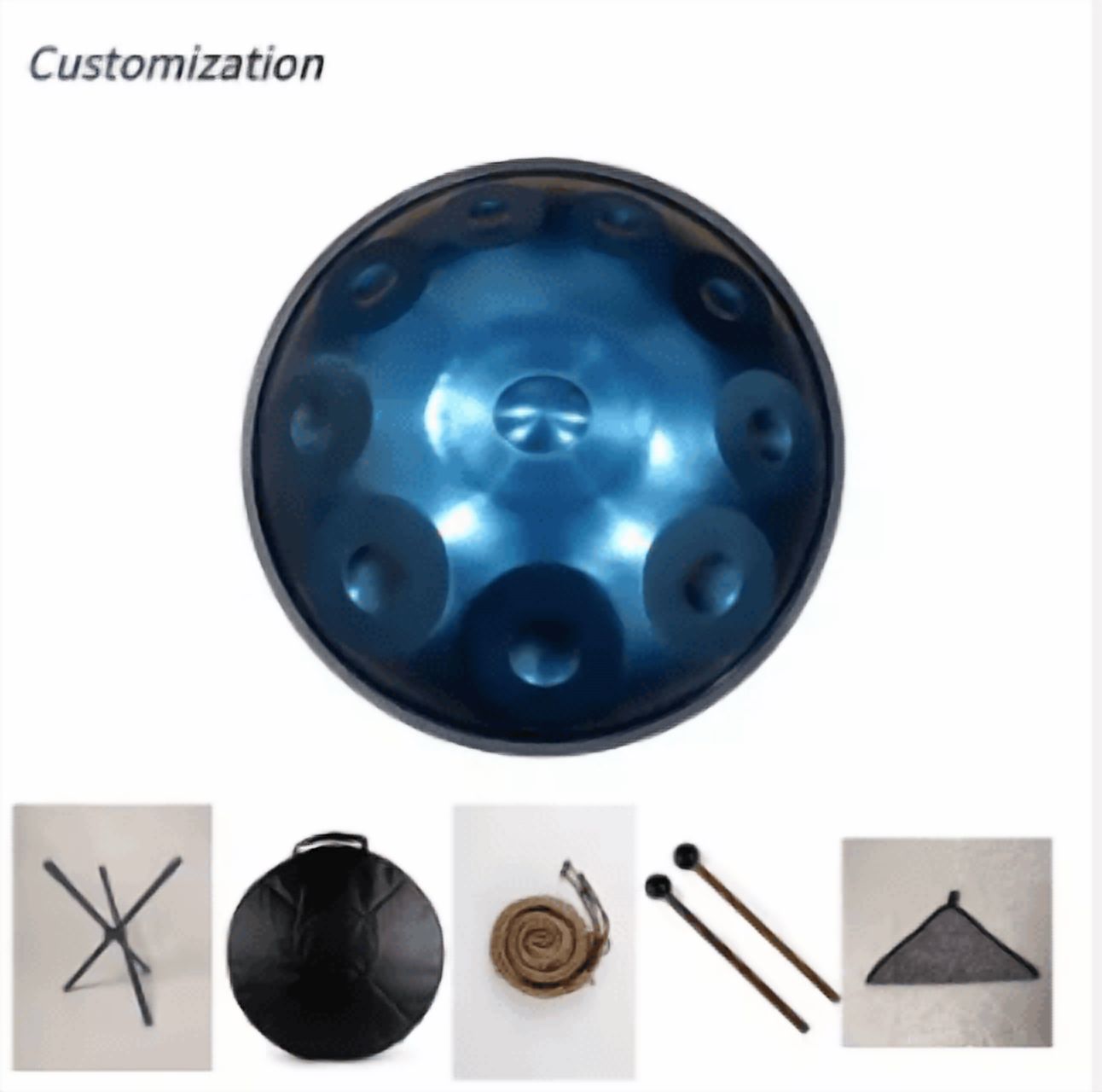 Stainless steel hand drum pure hand-made blue ten-tone hand disc clear sound strap bag suitable for beginners