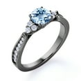 thumbnail image 4 of JeenMata Anillo de Compromiso Sencillo y Cónico con Aguamarina Azul Cielo de 1 Quilate en Oro Negro de 18 K sobre Plata, 4 of 6