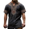 thumbnail image 2 of Henley Shirts for Men Summer Casual Retro Print V Neck Short Sleeve Renaissance Shirt Men Streetwear, 2 of 5
