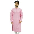 thumbnail image 2 of Atasi Men's Pink Kurta Pyjama Set Long Cotton Shirt Indian Ethnic Wear-Small, 2 of 7