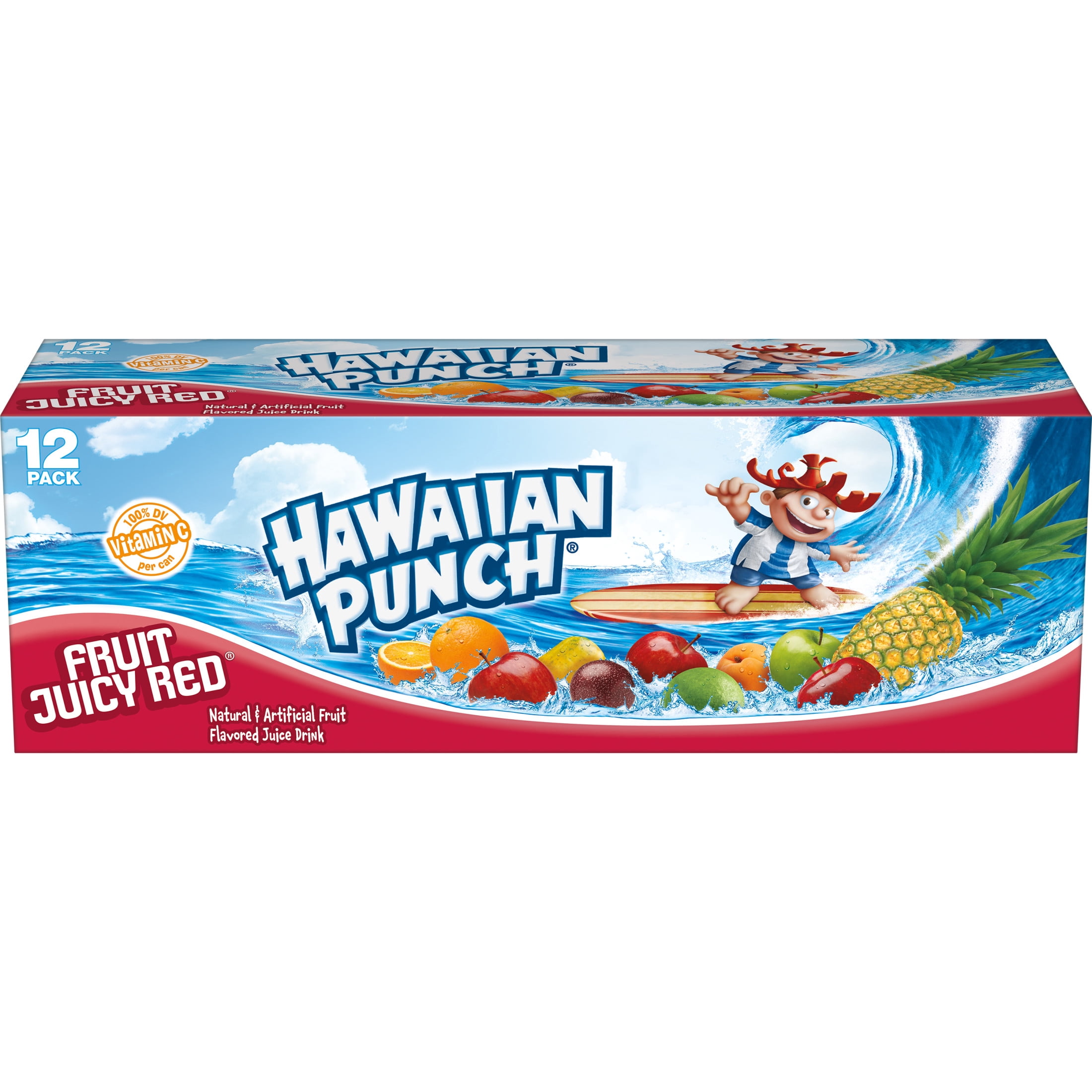 Hawaiian Punch Fruit Juicy Red Juice, 12 fl oz, 12 Count Cans