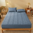 thumbnail image 4 of SIYTUAU Navy Quilted Fitted Sheet For Mattress Protection With Non-Slip Design Made Of Polyester Fabric 59X79 Inches Navy, 4 of 6