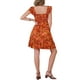 thumbnail image 3 of VESTIDO FLORAL CON VOLANTES PARA MUJERES, SIN MANGAS, CUELLO CUADRADO, COLOR ROJO NARANJA, 3 of 6