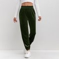 thumbnail image 5 of ClodeEU Women's Velvet Jogger Pants with Stretch Waist and Pockets,Trendy Casual Sweat Pant Army Green,Womens Plus M, 5 of 7