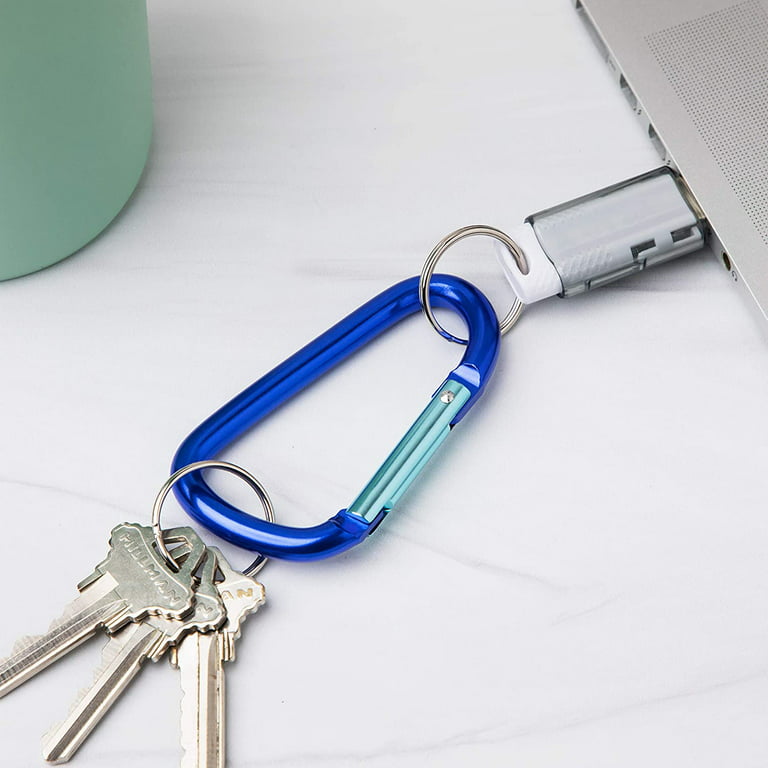 Carabiner Keychain Clip - Aluminum Carabeaner Key Clip-12 Pieces ,d Ring  Shape Caribeener Hook Buckle,spring Snap Key Chain Clips