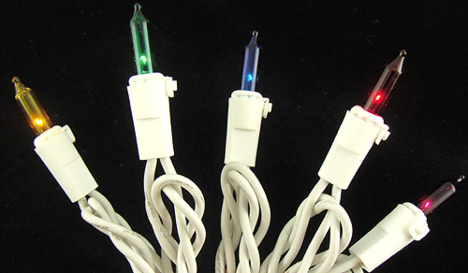 Set of 100 MultiColor Mini Christmas Lights White Wire