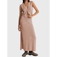 thumbnail image 2 of Bslissey Women's Fashion Knitted Outfits Sleeveless V-Neck Button Tank Tops with Elastic Waist Split Long Skirt 2Pcs Ladies Solid Color Skirts Sets for Daily Street, 2 of 7