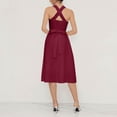 thumbnail image 3 of Women's A-Line Cocktail Dress, Sexy Criss Cross Backless Party Dresses, Flattering Ruched Waist French Square Neck Summer Wedding Guest Midi Gown, 3 of 4