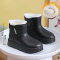 thumbnail image 4 of Viluyesy Womens Ankle Snow Boots Round Toe Thick Platform Sole Plush Lined Side Zipper Casual Winter Outdoor Boots Black Size 6, 4 of 7