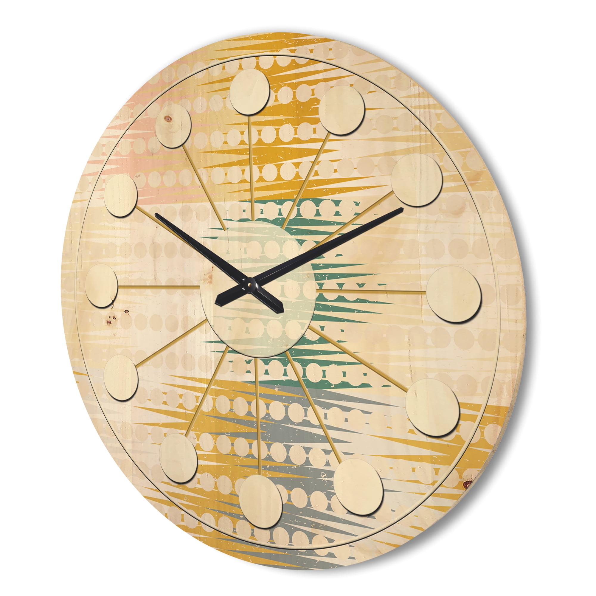 Designart 'Abstract Retro Design VIII' Mid-Century Modern Wood Wall Clock