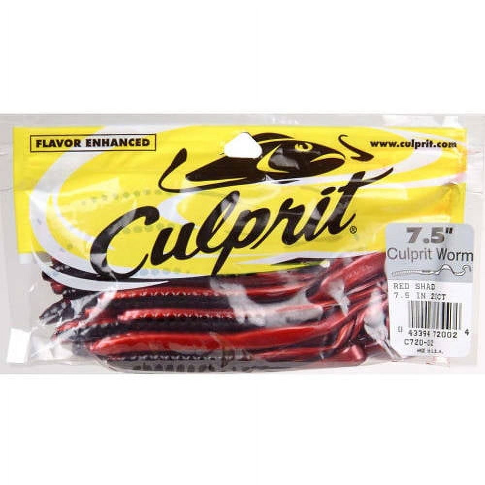 (2 pack) Culprit 7.5" Original Worm Red Shad, 18 Count