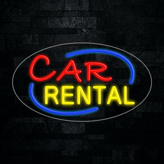 Car Rental LED Neon Sign 28"L x 16"H #34503