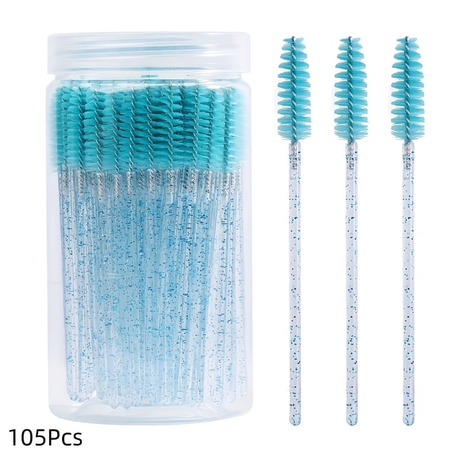 QJUHUNG 105pcs Disposable Mascara Wands & Eyebrow Spoolies - Crystal Eyelash Brushes with Colorful Handles Nylon Bristles ABS Plastic Rods Perfect for Eyelash Extensions & Makeup Appli