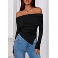 thumbnail image 2 of Remera PRETTYGARDEN Mujer Escote Hombros Descubiertos Ajustada Manga Larga Negra Talle S, 2 of 8