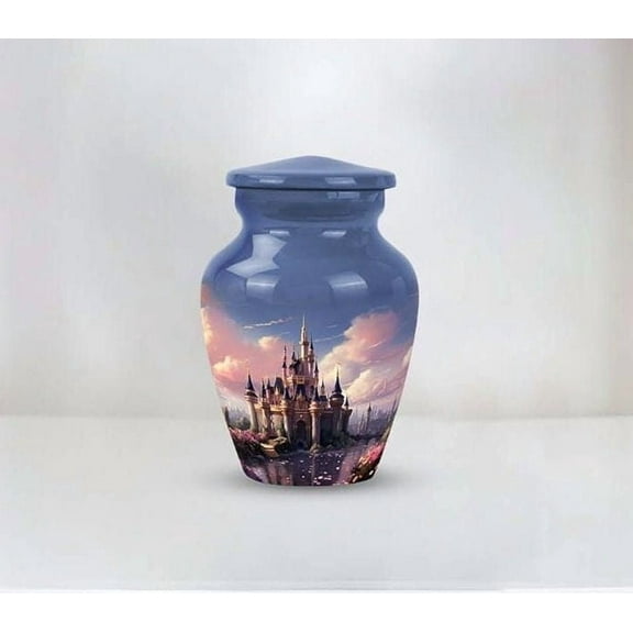 Castle By The Blooming River-Memorial Urn for Human Ashes,Decorative Keepsake Urn,Personalized Funeral Urn,Funeral Gifts for Male and Female