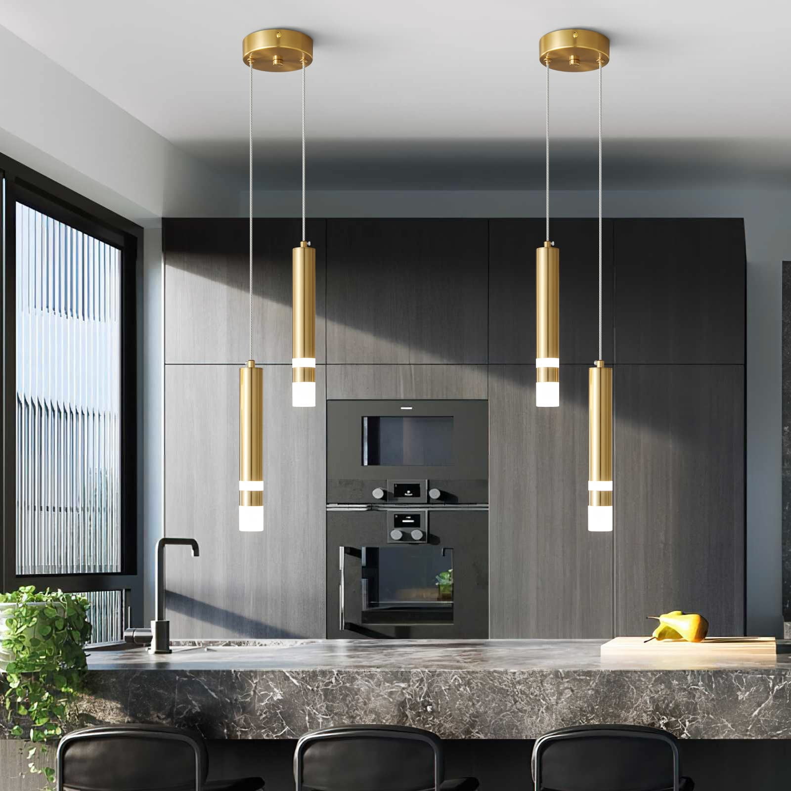 ZHLWIN 2-Light Modern Pendant Light Kitchen Fixture Dimmable LED Gold Mini Pendant Lighting fo Kitchen Island Bedroom Bedside Table Small Pendant Lights