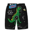 thumbnail image 4 of Lsque Mens Swim Trunks Space Dino Cartoon Black Pattern - Bathing Suit Compression Liner - Beach Swim Shorts Swimwear - (S-3XL) - Stretch Quick Dry -Large, 4 of 9