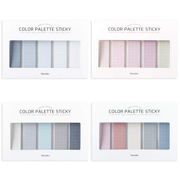 Monolike Color Palette Sticky Grid 500 D Set 4P - Bloc De Notas Autoadhesivo 30 Hojas