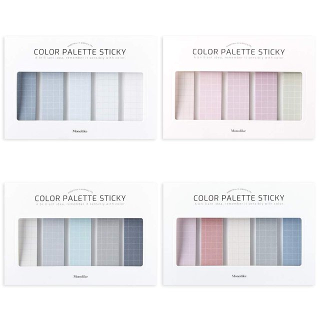 Monolike Color Palette Sticky Grid 500 D Set 4P - Bloc De Notas Autoadhesivo 30 Hojas