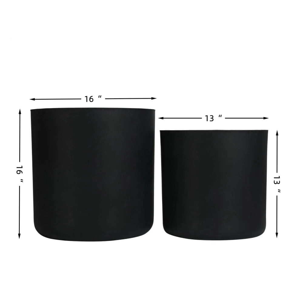 NOBOLEA 2Pcs Round Concrete Planter, Large Indoor/Outdoor Flower Pots with Drainage Hole for Plants for Home Garden Patio, 13" x 13" & 16" x 16"