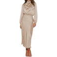thumbnail image 1 of Vestidos de noche elegantes para boda, vestido de raso para mujer, manga larga, cintura elástica, vestido formal para boda, invitado de cóctel, vestido de baile, vestido de fiesta, maxivestido, 1 of 6