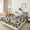 thumbnail image 4 of Castle Fairy Cow Print 3Pcs Twin Sheet Sets for Teens Women Men,Bohemian Aztec Twin Fitted Sheet,Exotic Style Breathable Flat Sheet,Super Cozy Room Decor, 4 of 7