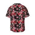 thumbnail image 2 of Xecao offers the Rose Flowers for Men's Casual Short-sleeved Shirt, a button-up collared shirt with a pocket, perfect for beach vacations and yacht travel in the 4X-Large size., 2 of 7